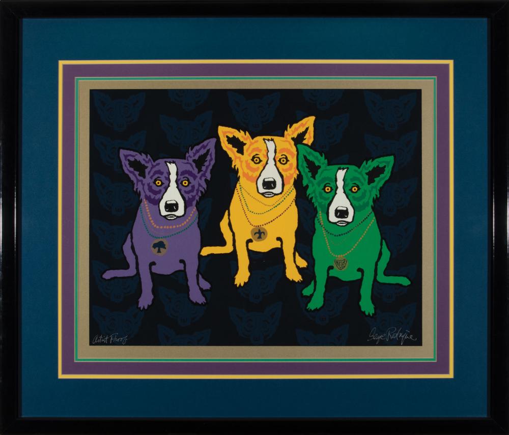 Appraisal: George Rodrigue American Louisiana - Mardi Gras Dogs silkscreen signed