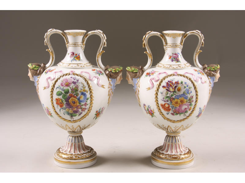 Appraisal: Pair of Porcelain Vases th c Berlin Germany Royal Factory