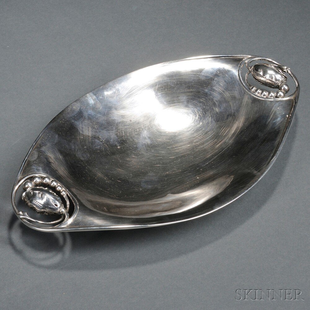 Appraisal: Georg Jensen Blossom Pattern Sterling Silver Tray Denmark post- ovoid