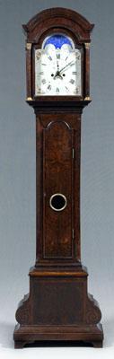 Appraisal: Baroque burlwood tall-case clock figured and bookmatched veneered case with