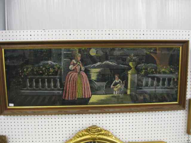 Appraisal: Deco Painting on Velvet moonlit courting scene '' x ''