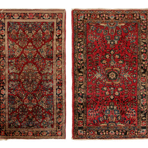 Appraisal: Two Sarouk Wool Rugs First Half th Century First example