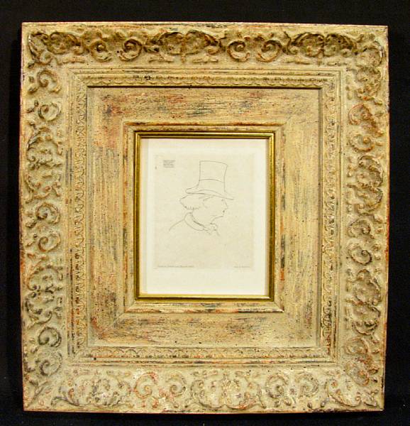 Appraisal: Edouard Manet Charles Baudelaire in Profile Etching restrike framed sight