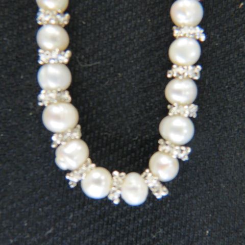 Appraisal: Pearl Necklace pearls mm silver spacers long