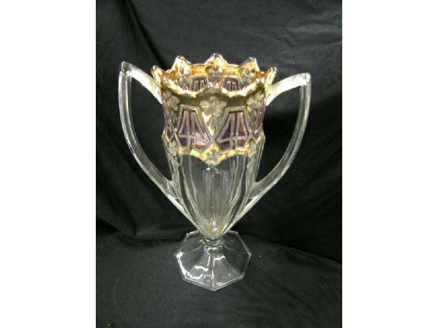 Appraisal: Heisey Glass Vase gold cranberry trim