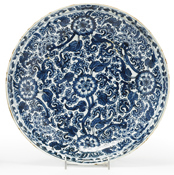 Appraisal: Fine Chinese Kangxi blue and white charger lingzhi mark to