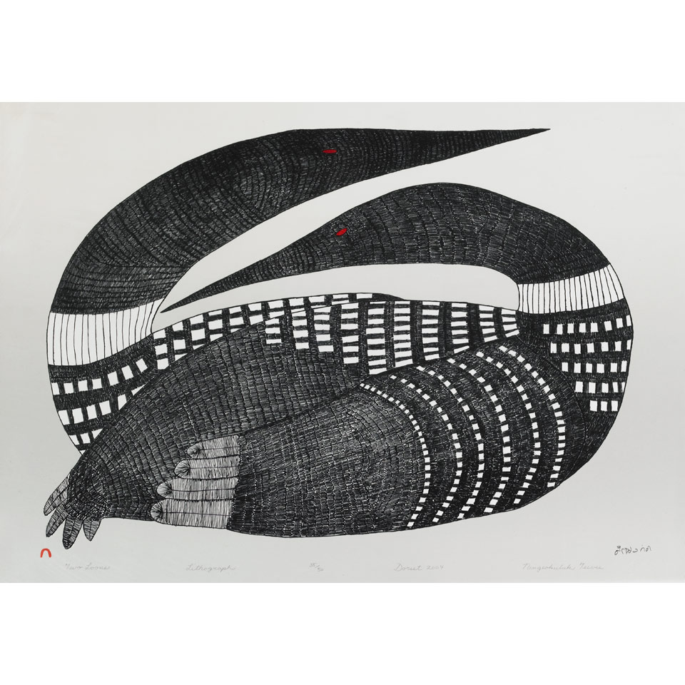 Appraisal: NINGEULUK TEEVEE Cape Dorset TWO LOONS lithograph unframed height x