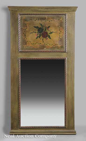 Appraisal: A Decorative Trumeau Mirror th c the painted canvas with