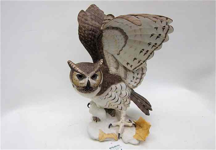 Appraisal: HAND PAINTED FINE PORCELAIN SCULPTURE ''The Great Horned Owl ''