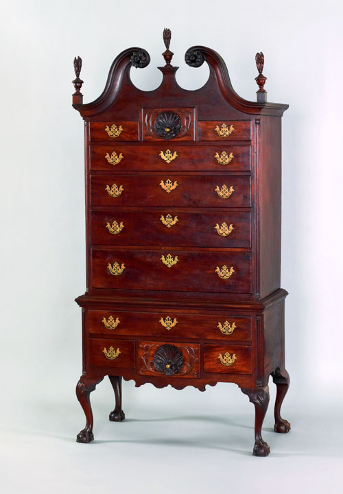 Appraisal: Philadelphia Chippendale mahogany high chest in two parts ca the