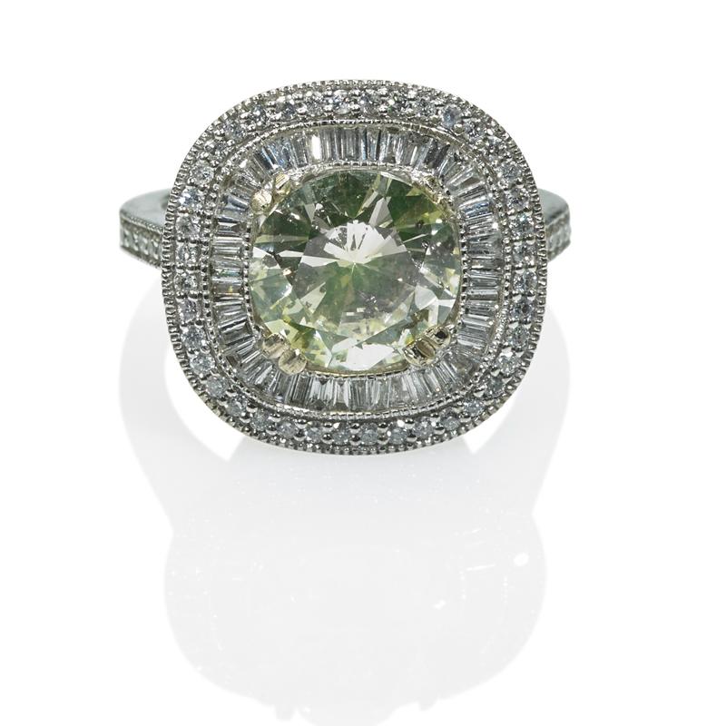 Appraisal: NATURAL FANCY COLOR AND COLORLESS DIAMOND RING cts round brilliant