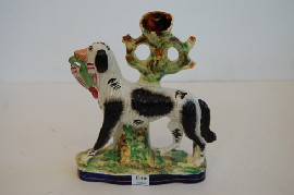 Appraisal: TH CENTURY STAFFORDSHIRE HUNTING DOG FIGURE