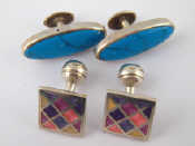 Appraisal: Two pairs of cufflinks one silver and enamel the other