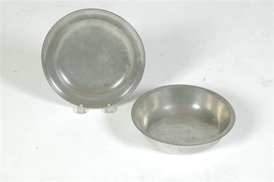 Appraisal: PEWTER PLATE AND BASIN Plate has a touch mark for