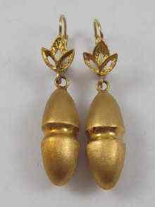 Appraisal: A pair of yellow metal tests ct gold drop earrings