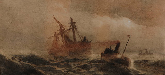 Appraisal: THOMAS JACQUES SOMERSCALES - 'Ship in Tow during Storm -