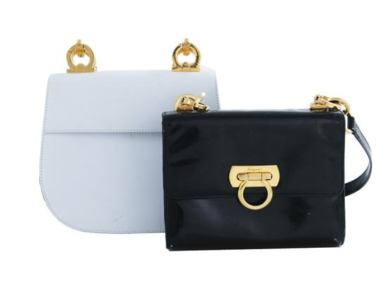 Appraisal: Two Ferragamo shoulder bags black H W D and white