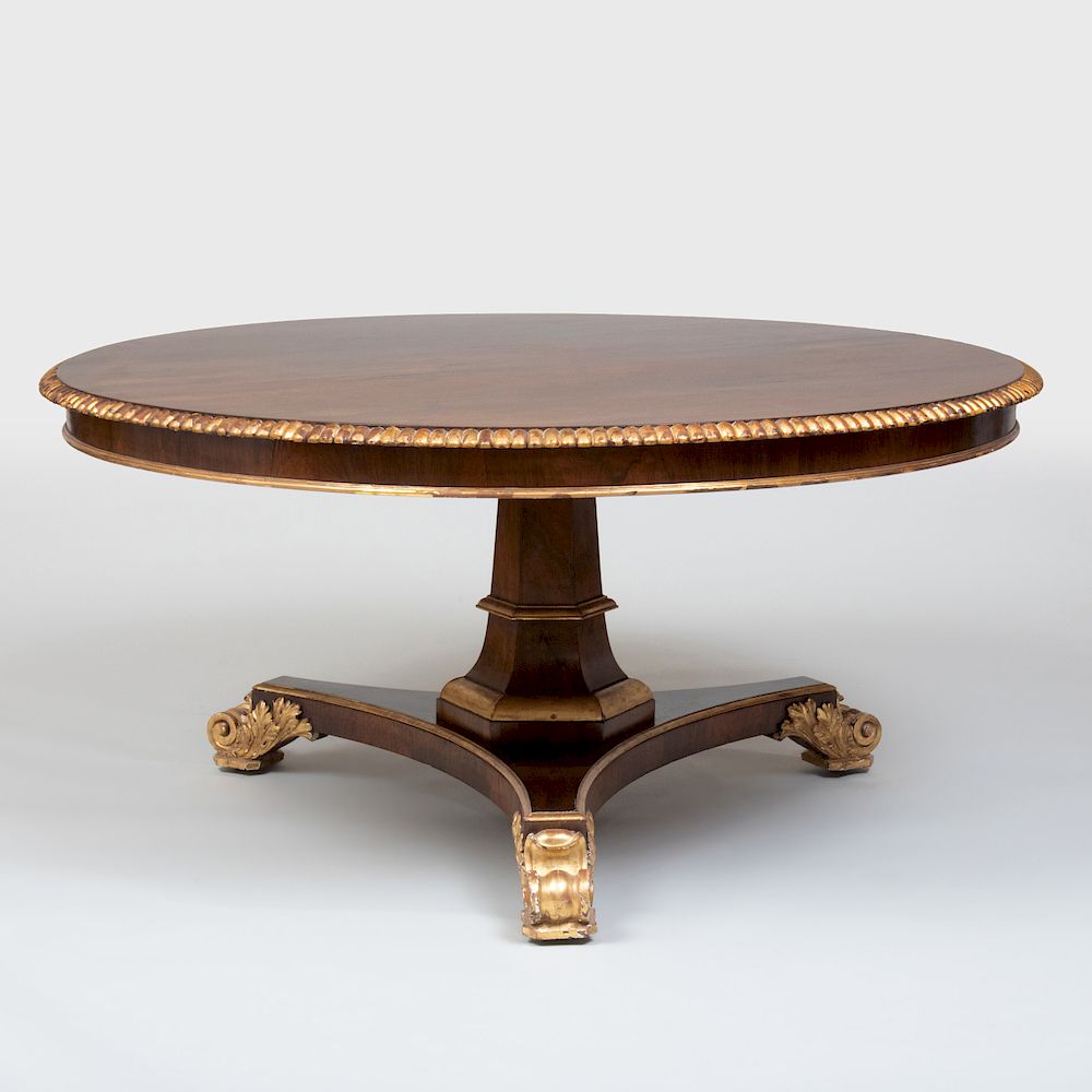 Appraisal: Late Regency Rosewood and Parcel-Gilt Center Table x in Condition