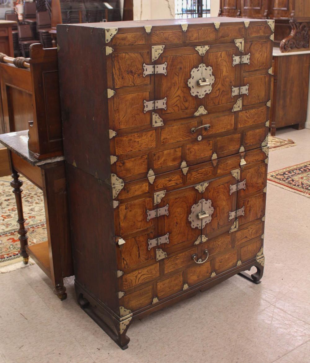 Appraisal: KOREAN TWO-SECTION NONG clothing chest H x W x D