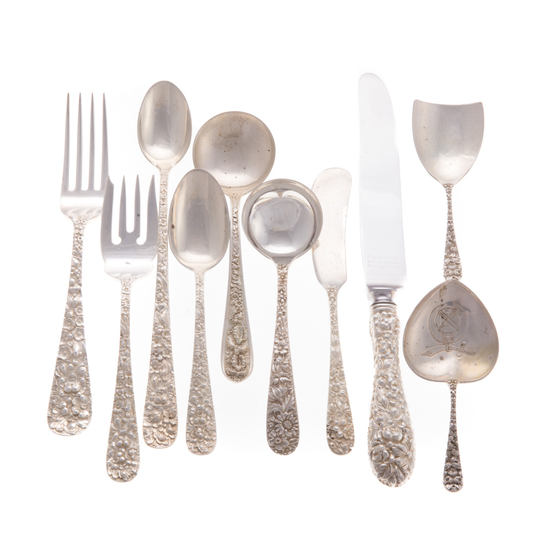 Appraisal: Stieff Rose sterling -pc flatware comprising knives in L stainless