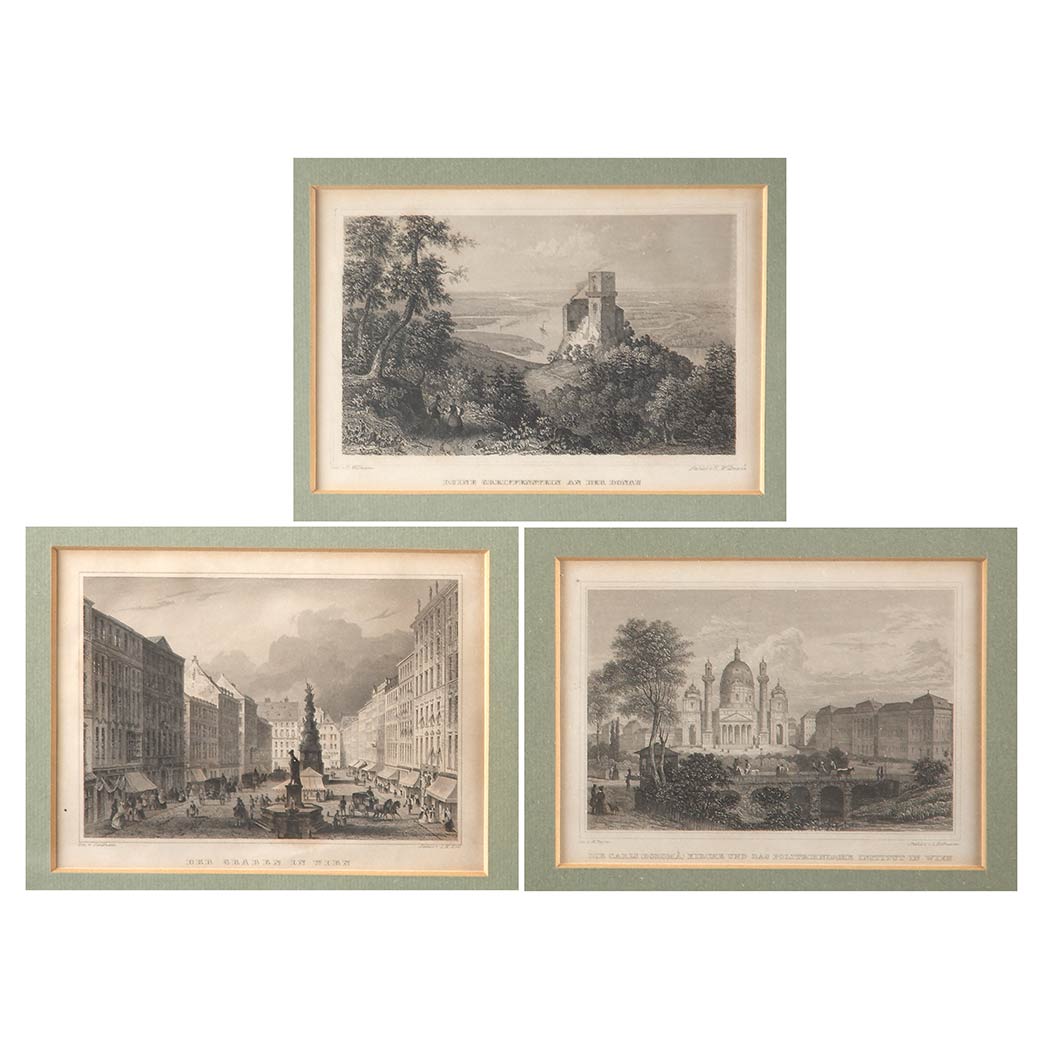 Appraisal: Various Artists EUROPEAN VIEWS Three engravings Sight of each sheet