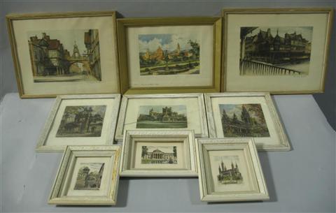 Appraisal: CONTINENTAL SCENES Framed total sets of the largest x in