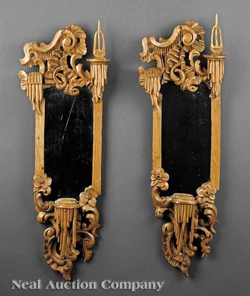 Appraisal: A Pair of Antique Rococo-Style Carved Pine Sconces in the