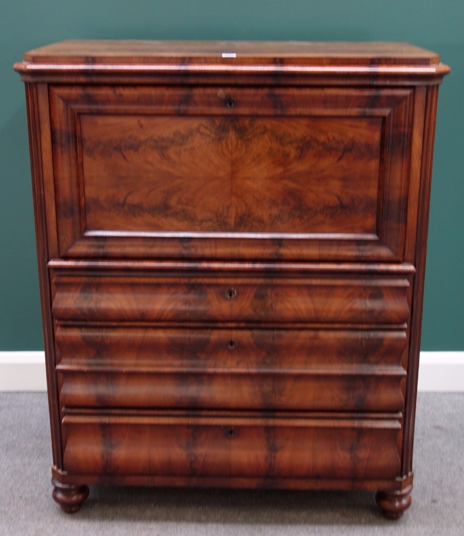 Appraisal: A th century mahogany Biedermeier secretaire a abattant the fall