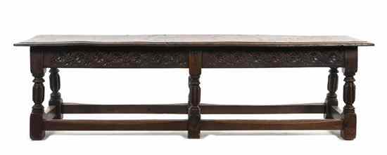 Appraisal: A Continental Oak Bench having a rectangular top over a