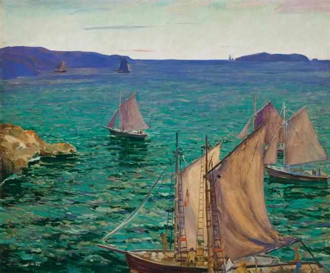 Appraisal: JONAS LIE American - ''The Emerald Sea at Dawn'' oil