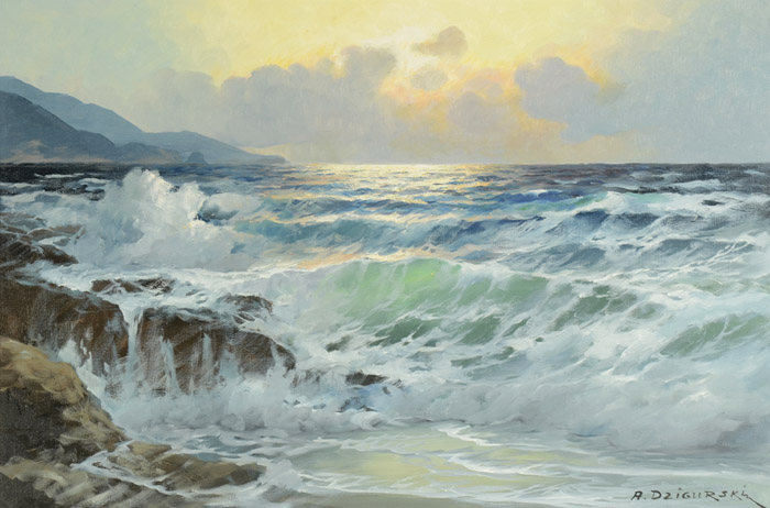 Appraisal: ALEXANDER DZIGURSKI OIL ON CANVAS California - Seascape at sunset