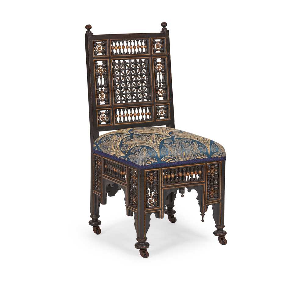 Appraisal: LIBERTY CO LONDON ATTRIBUTED MAKER ANGLO-MORESQUE SIDE CHAIR CIRCA ebonised