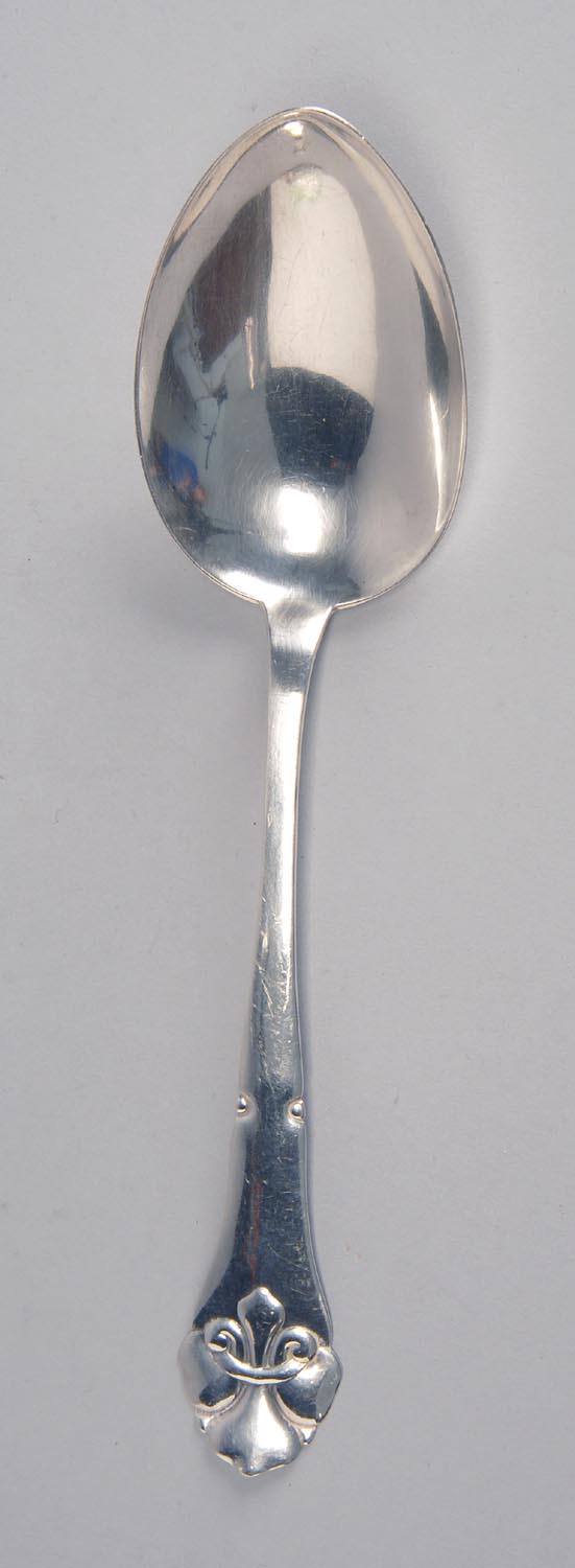 Appraisal: LARGE DANISH SILVER SERVING SPOON BY CHRISTIAN HEISE With lotus