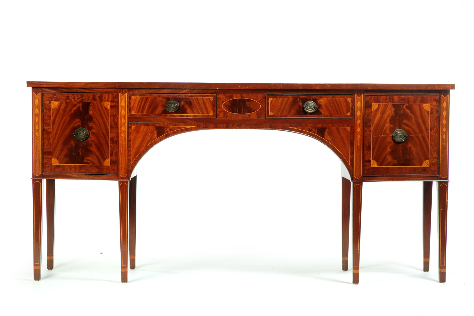 Appraisal: AMERICAN HEPPLEWHITE-STYLE INLAID SIDEBOARD Mid th century mahogany Serpentine with