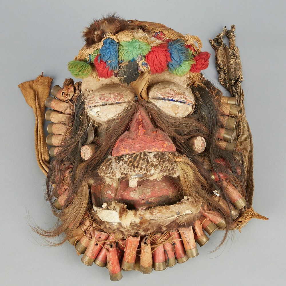 Appraisal: West African Mask with Shotgun Shells Kran We West African