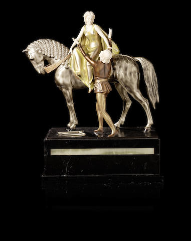 Appraisal: Otto Poertzel German - 'Medieval Group' an Impressive Cold-painted Bronze