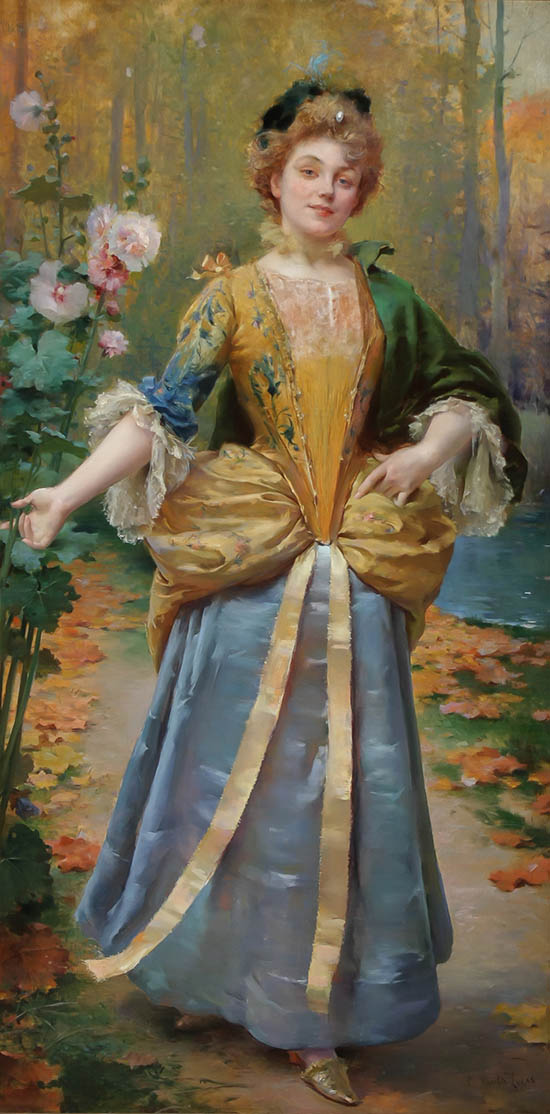 Appraisal: Marie F lix Hippolyte-Lucas French - Woman Walking Beside Hollyhocks