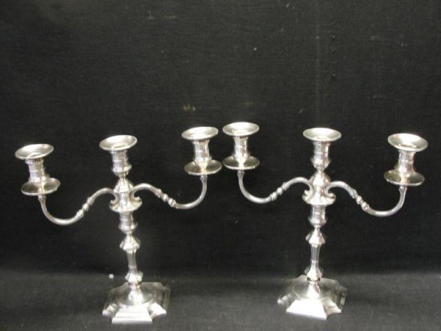 Appraisal: CURRIER ROBY Pair Large Sterling Candelabra Georgian style arm and