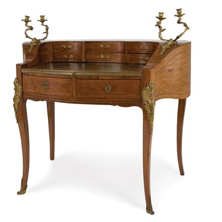 Appraisal: Louis XV Style Gilt-Metal Mounted Parquetry Inlaid Walnut Writing Desk