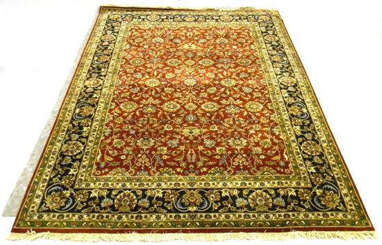 Appraisal: Modern Kirman pattern Persian carpet ' x ' wine and