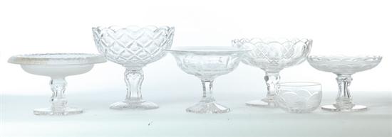 Appraisal: FIVE GLASS COMPOTES AND A FINGER BOWL American mid-late th