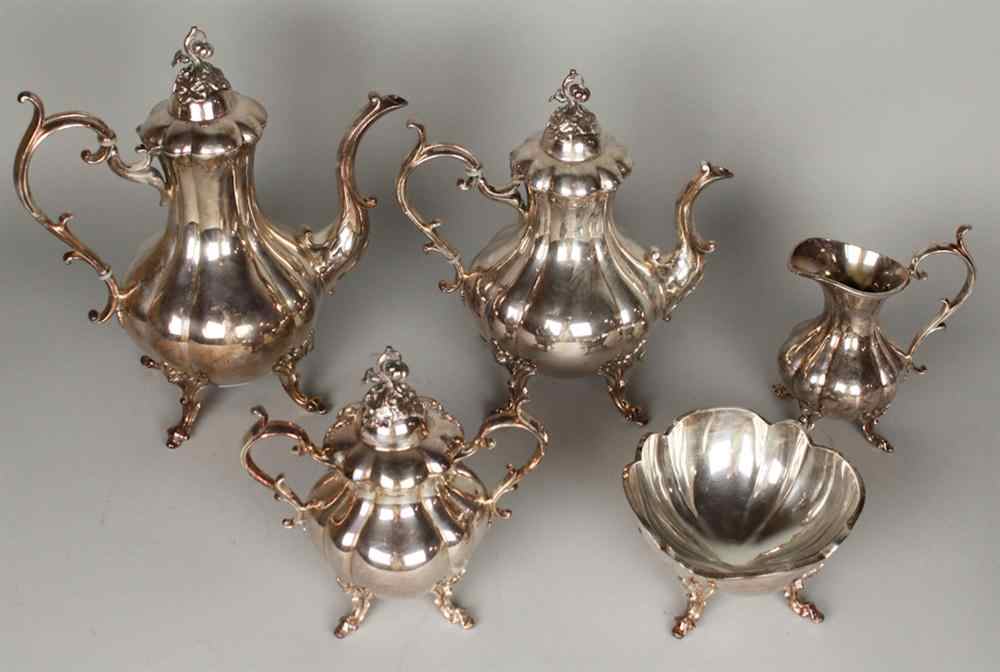 Appraisal: REED BARTON PLATED ''WINTHROP'' TEA SET Vasiform with lobed sids