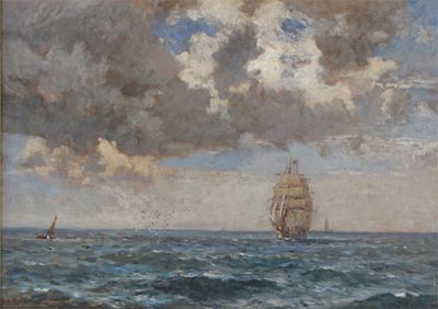 Appraisal: Bernard Finegan Gribble - A sailing ship at sea Signed