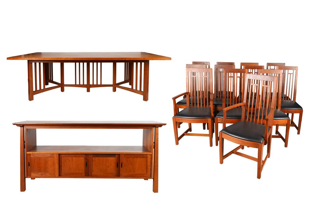 Appraisal: THOMAS MOSER NEW CENTURY CHERRY WOOD DINING SETcomprising a table