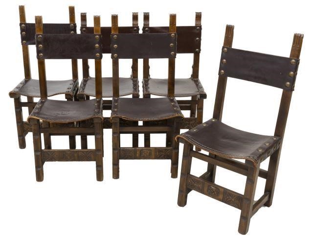 Appraisal: lot of Spanish Baroque style walnut dining chairs Toledo Espana