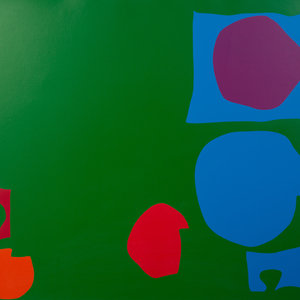 Appraisal: Patrick Heron British - Three Reds in Green and Magenta