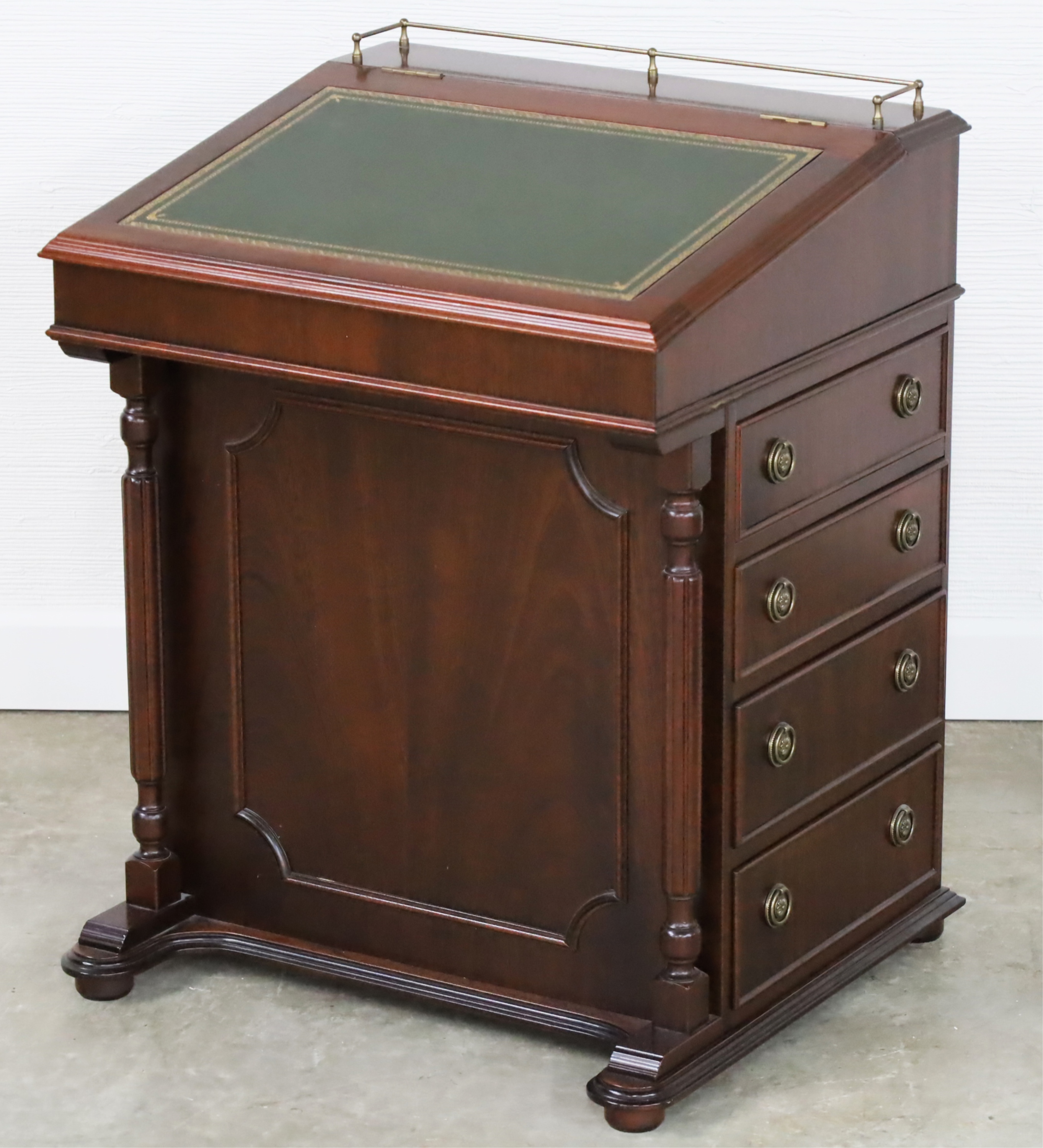 Appraisal: ENGLISH STYLE MAHOGANY SLANT TOP DAVENPORT English style mahogany slant