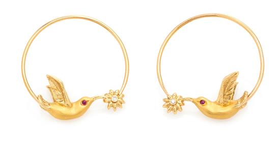 Appraisal: Sale Lot A Pair of Karat Yellow Gold Diamond and