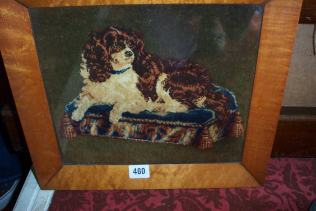 Appraisal: A Victorian Chenille type panel showing a Cavalier King Charles