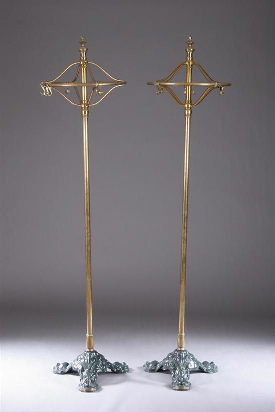 Appraisal: PAIR FRENCH BRASS-MOUNTED CLOTHES STANDS Early th century Each rests